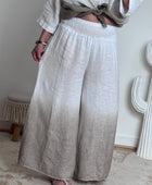 Pantalon palazzo Lin blanc et beige