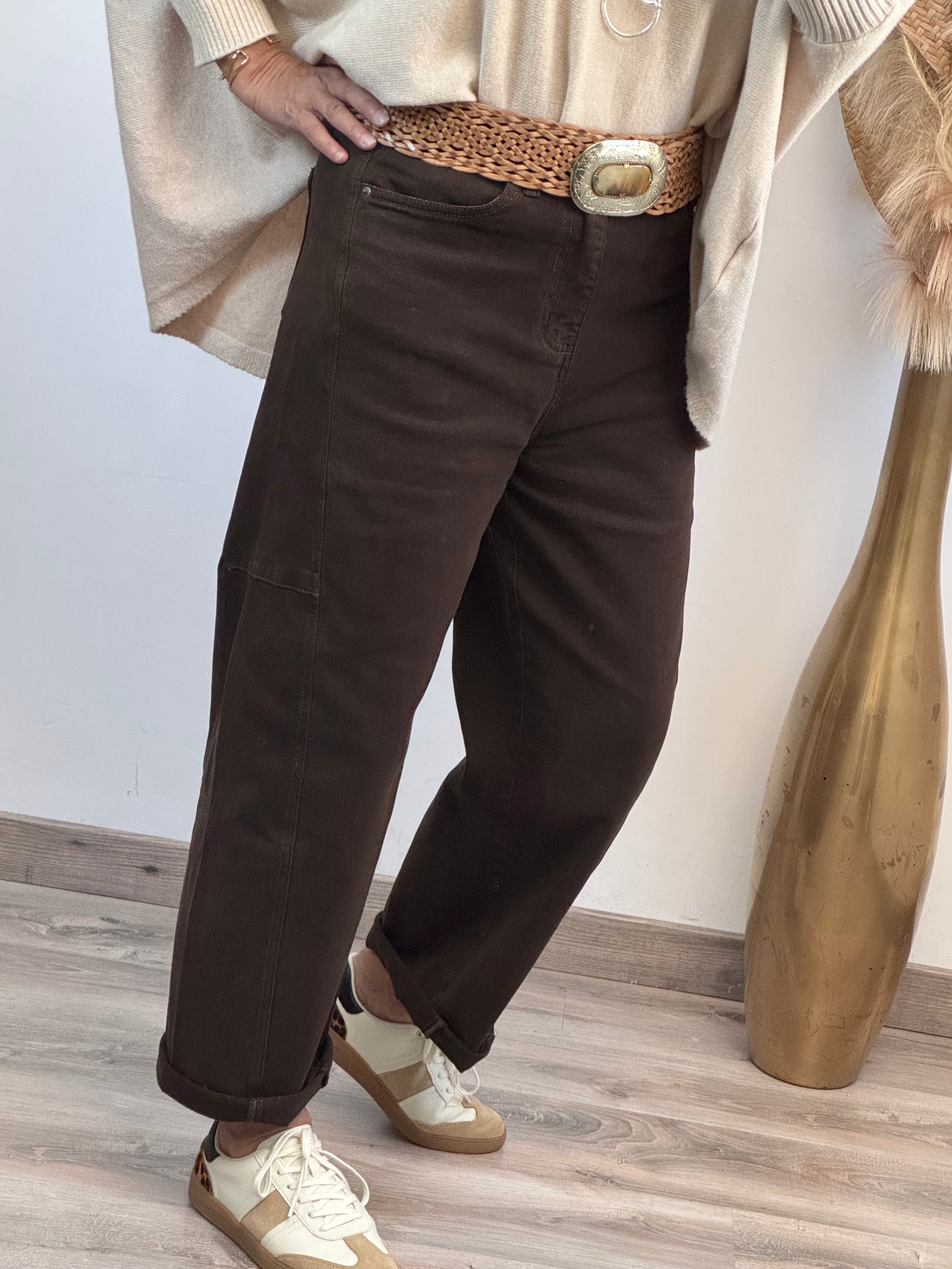 Jeans balloon marron