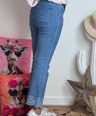 Jeans flare bleu clair brodé