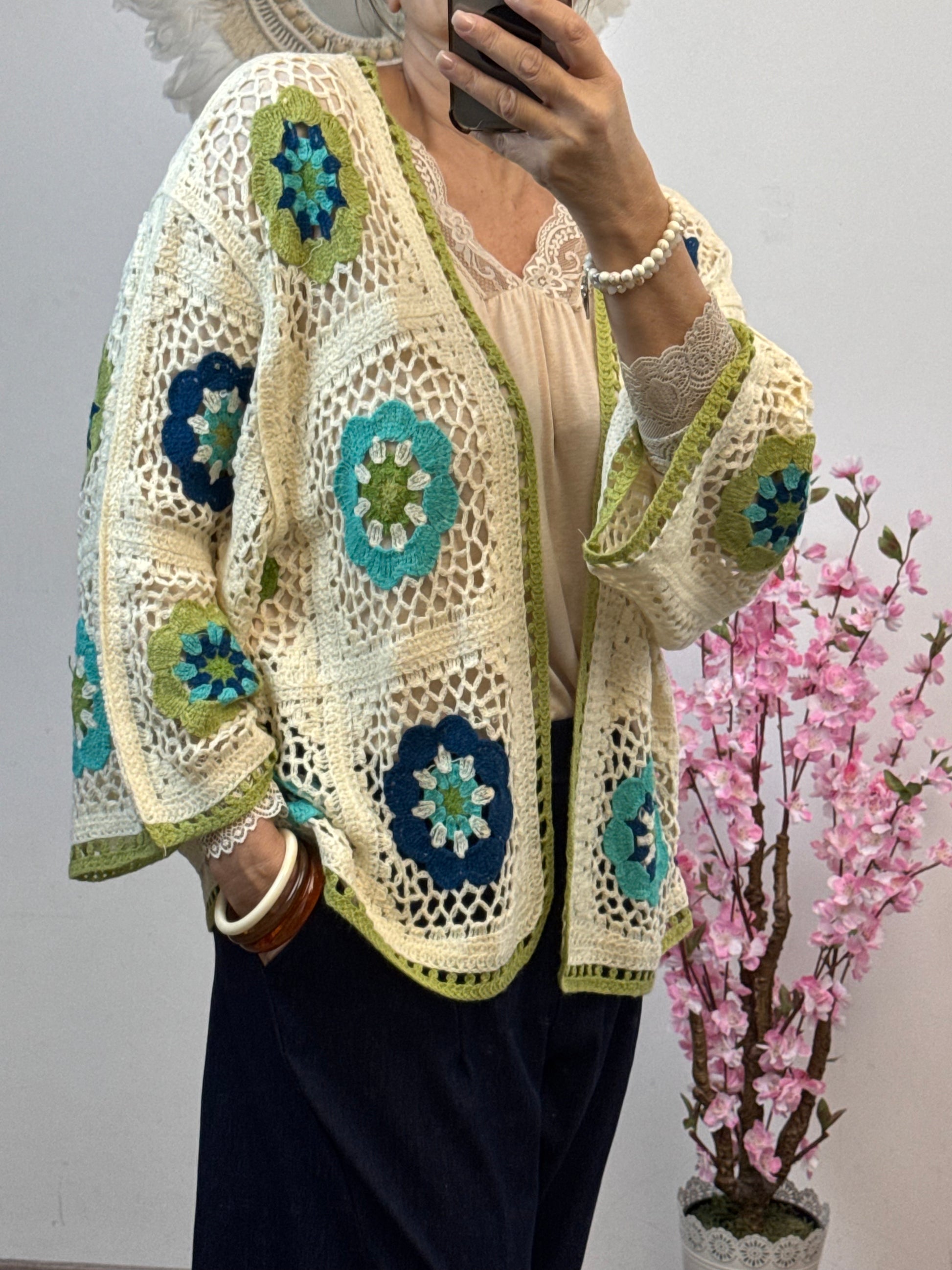 Gilet bohème fleurs TU 42/48