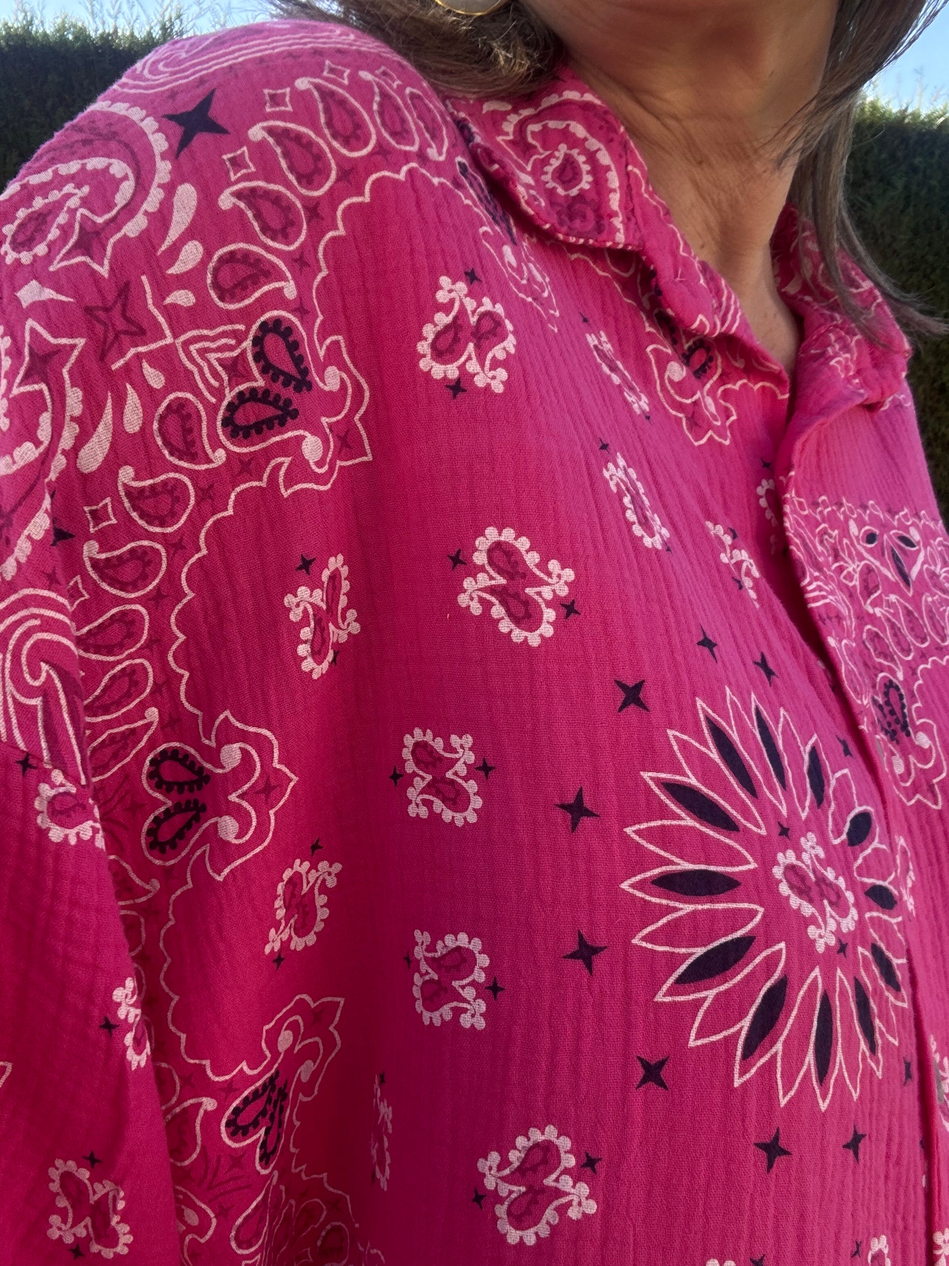 Chemise oversize bandana fuchsia