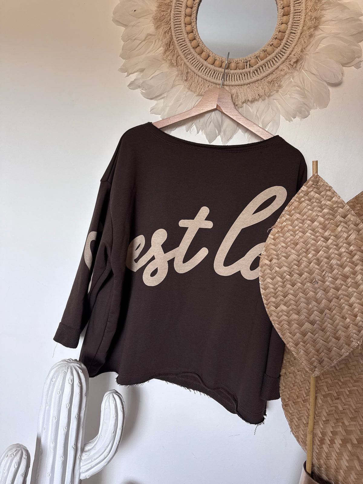 Sweat-shirt c’est la vie marron