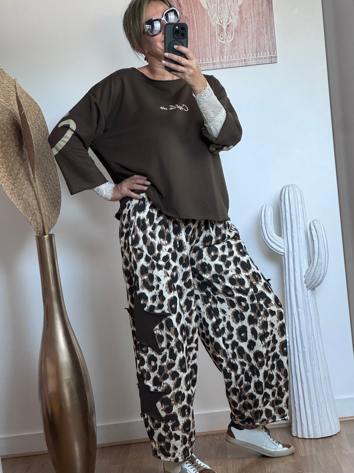 Sweat-shirt c’est la vie marron