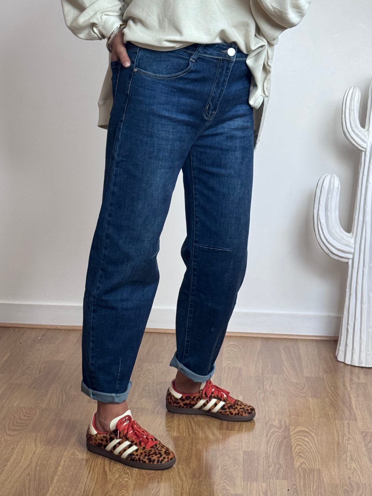 Jean barrel bleu denim