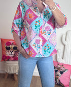 Blouse damier pastel