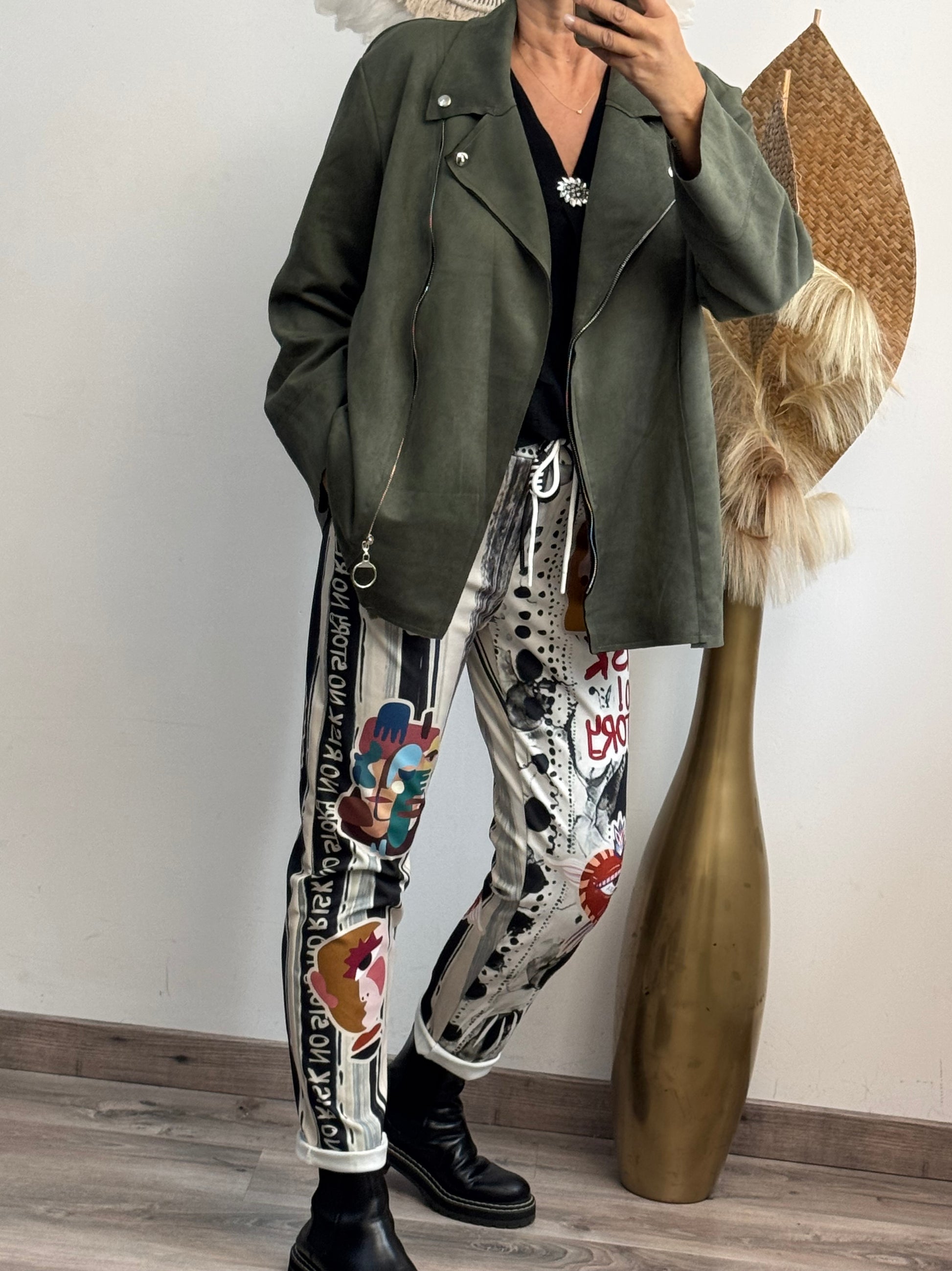 Blouson perfecto suédine kaki TU 46/52