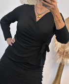 Top chic noir brillant