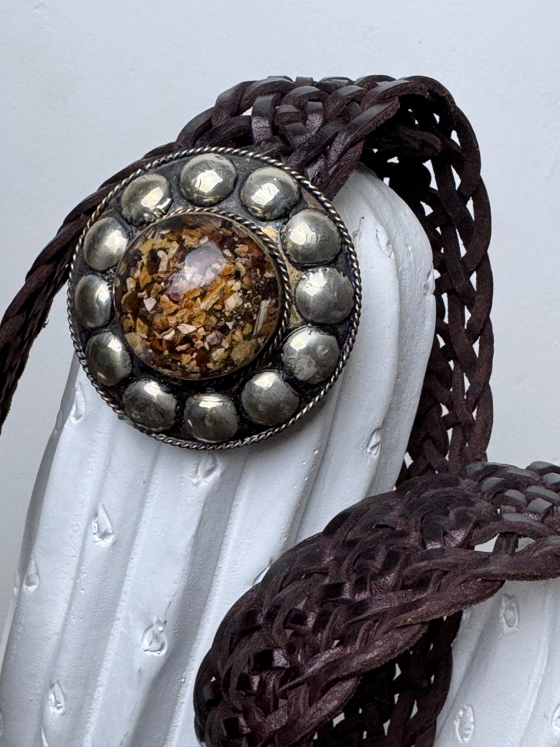 Ceinture cuir tressée marron