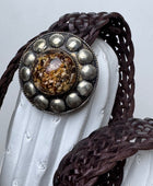 Ceinture cuir tressée marron