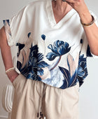 Blouse imprimée marine TU 44/50