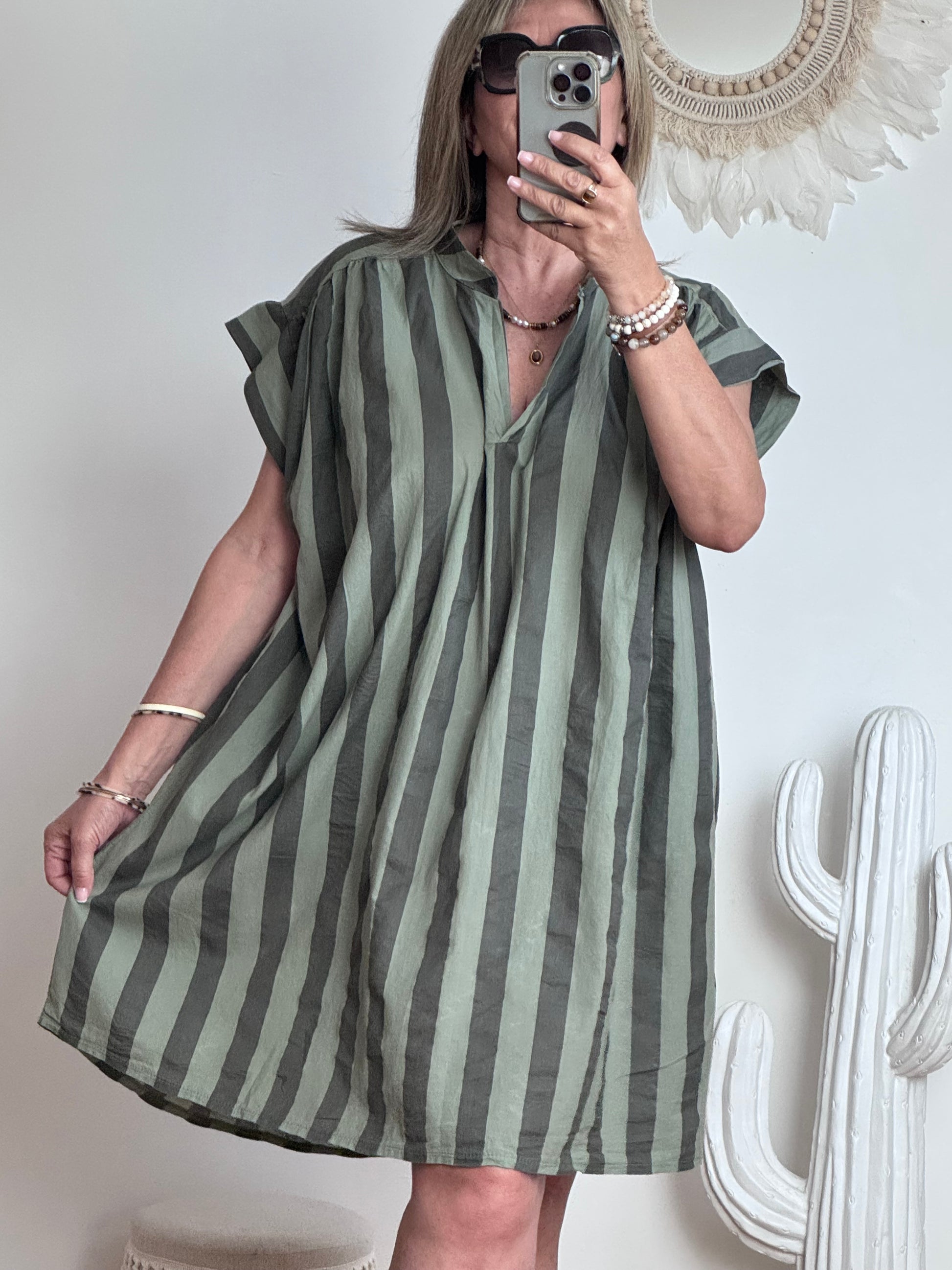 Robe rayée kaki /marron TU 42/50
