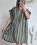 Robe rayée kaki /marron TU 42/50