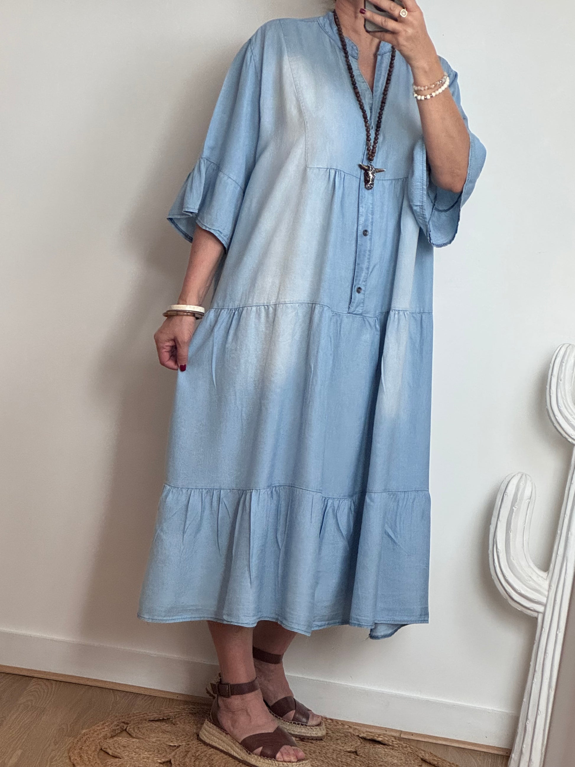 Robe bohème lyocell bleu clair TU 44/50