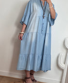 Robe bohème lyocell bleu clair TU 44/50