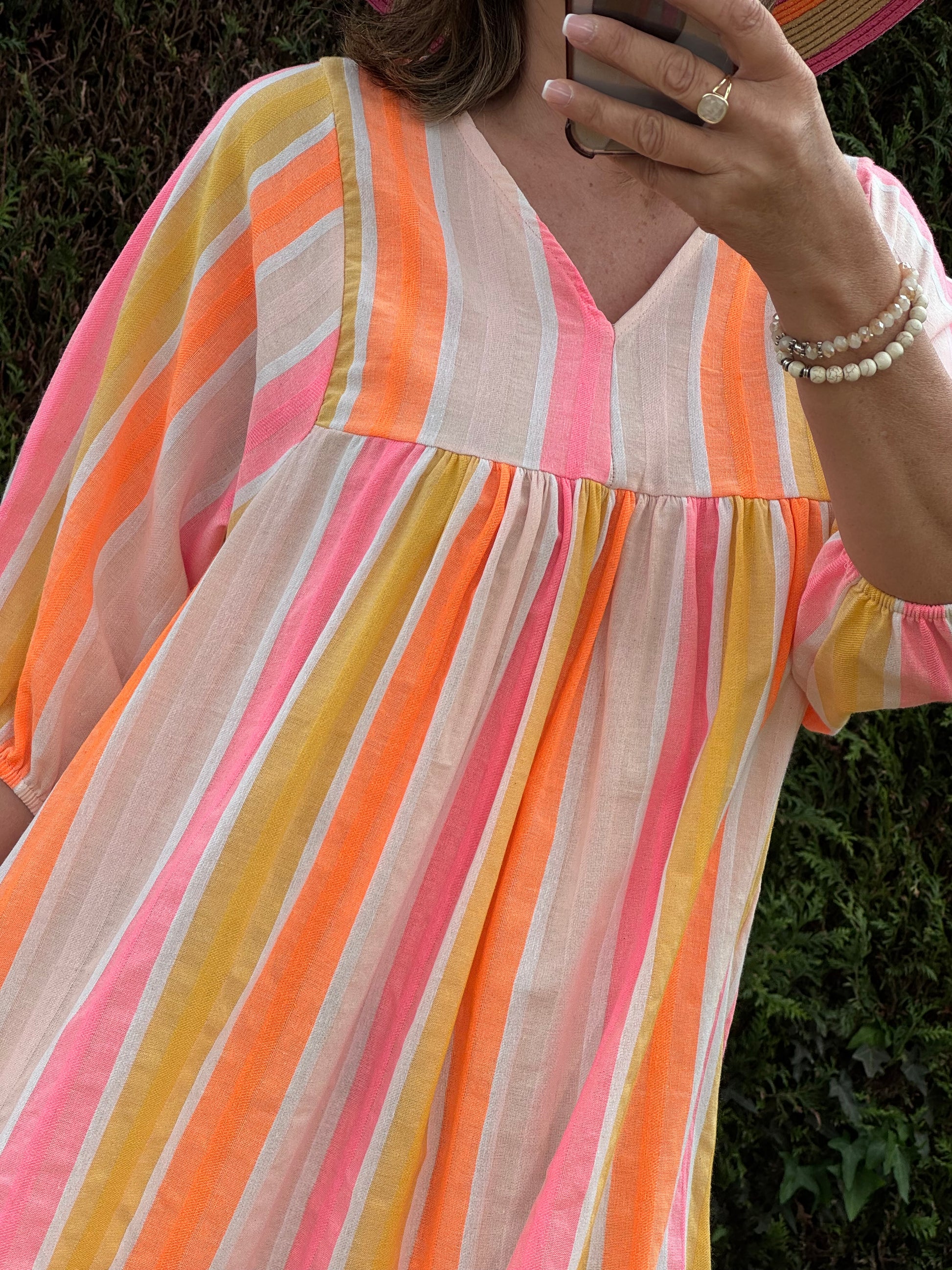 Robe coton tisse multicolore