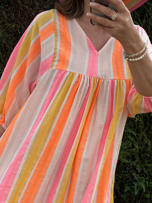 Robe coton tisse multicolore