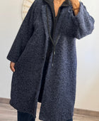 Manteau bouclette bleu capuche noire