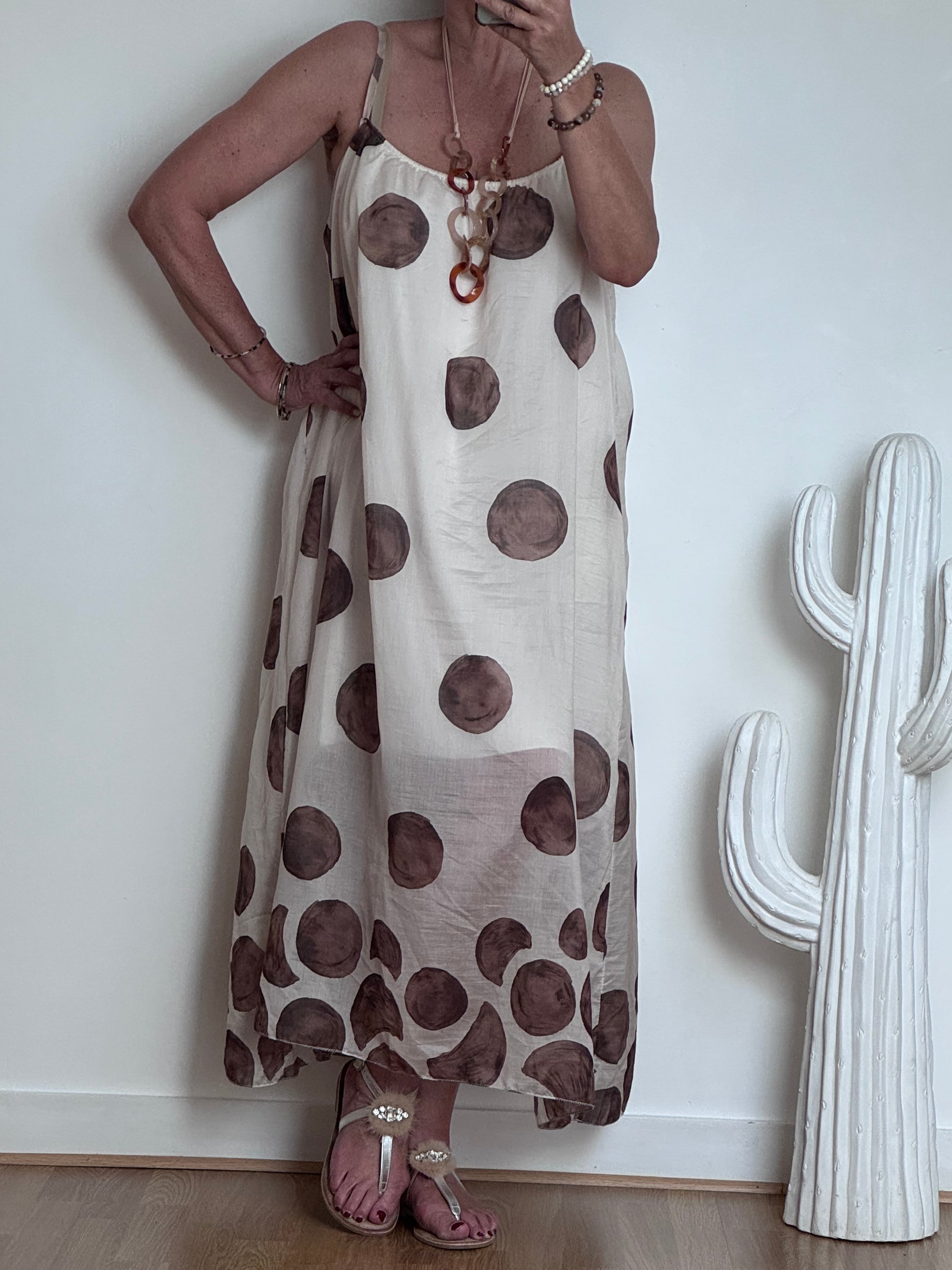 Robe à pois fond crème