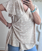 Blouse pois beige TU 44/50