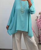 Blouse Mila asymétrique turquoise
