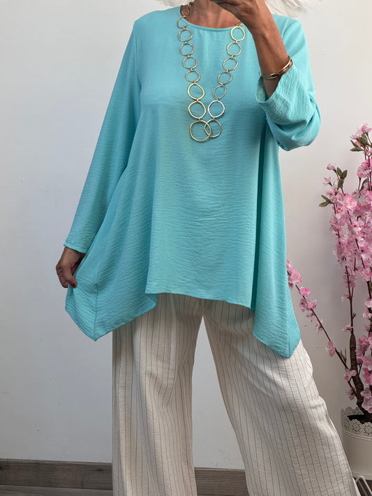 Blouse Mila asymétrique turquoise