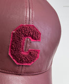 Casquette similicuir bordeaux