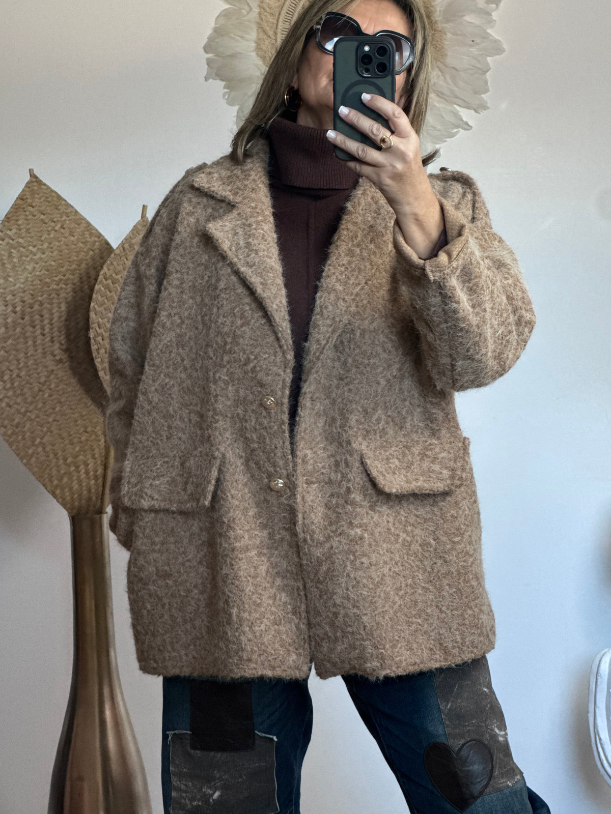 Veste moumoute camel