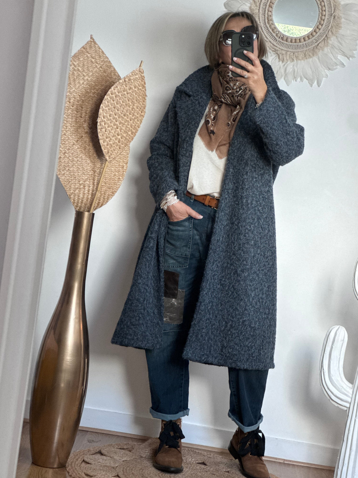 Manteau moumoute bleu