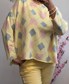 Sweat-shirt jacquard et cœur jaune