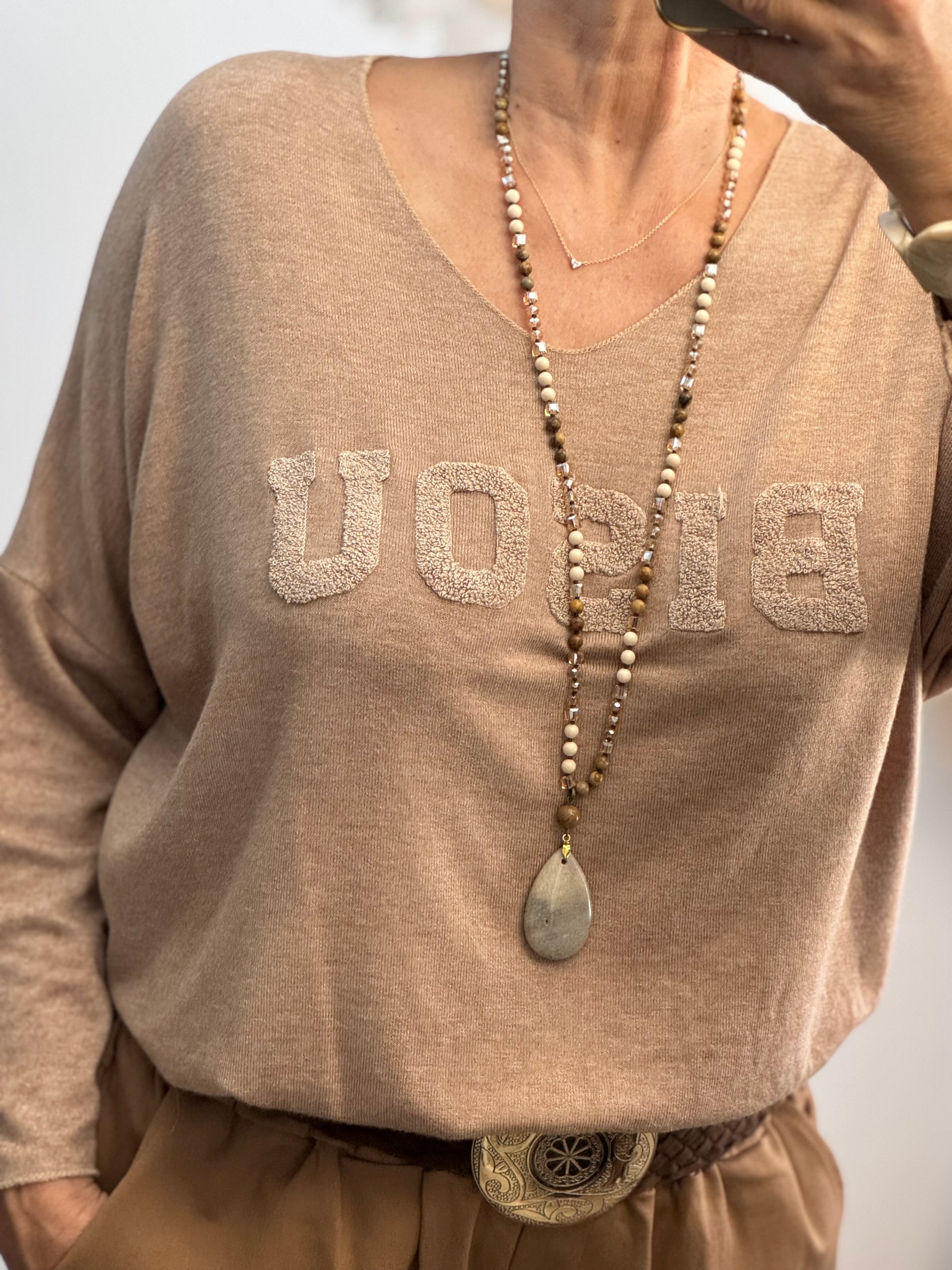 Pull Bisous marron clair