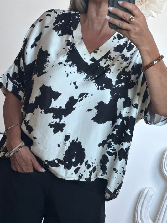 Blouse fluide cow noire TU 38/48