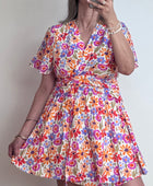 Robe courte fleurs multicolores