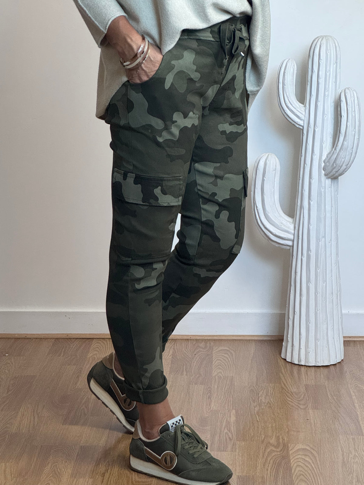 Pantalon confort camouflage kaki