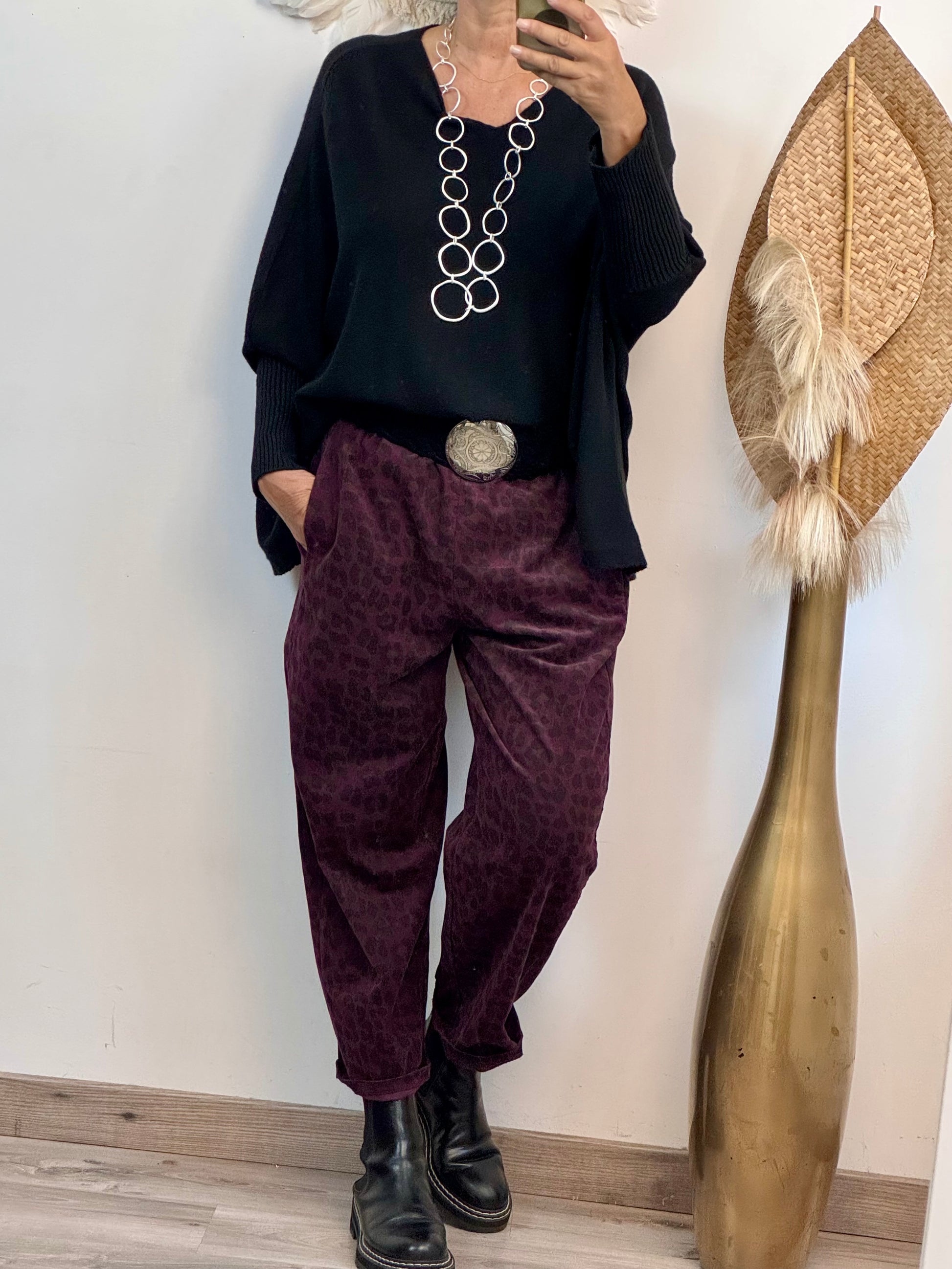 Pantalon Léo lie de vin