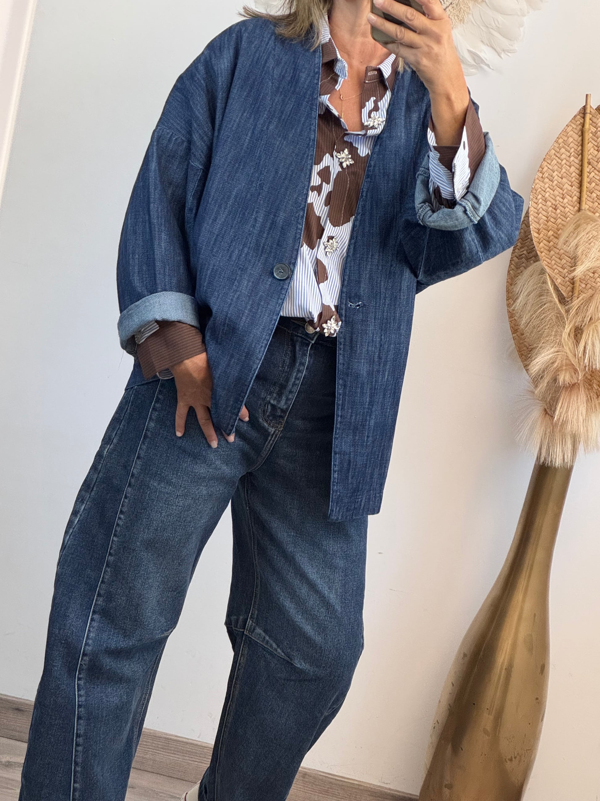 Veste blazer jean oversize
