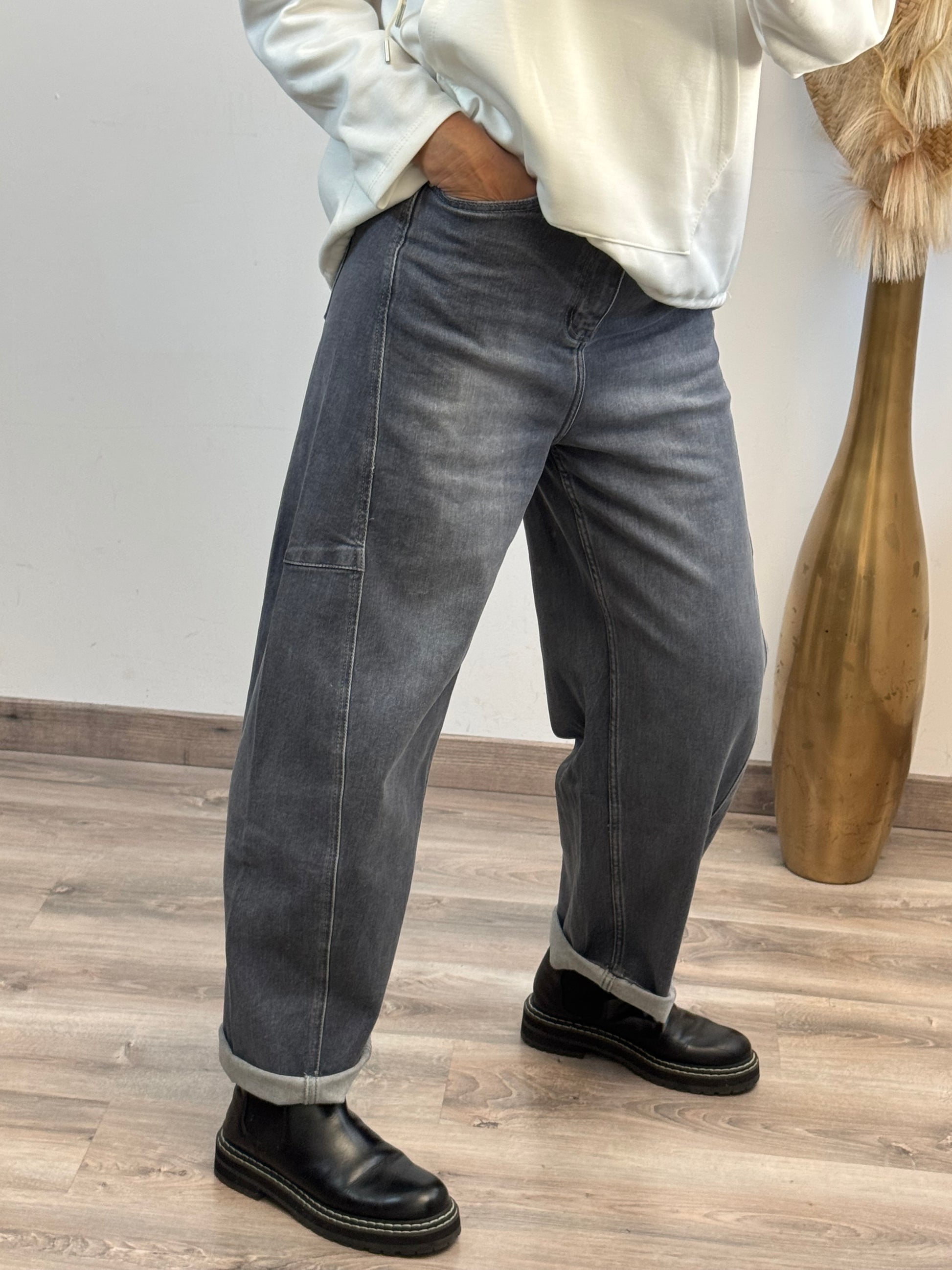 Jean balloon gris