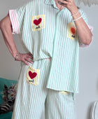 Chemise oversize rayée vert