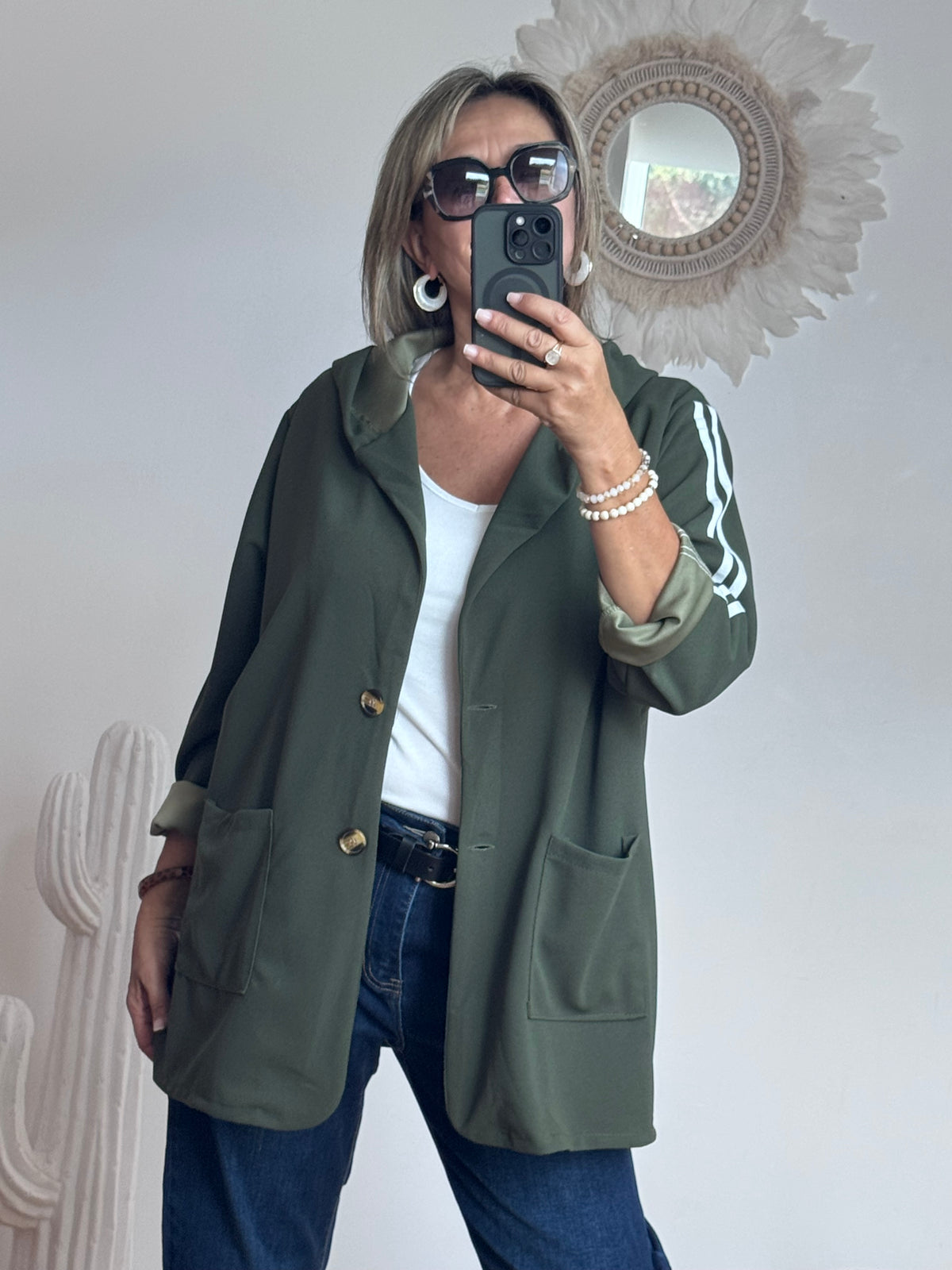 Veste casuel kaki jolie forme