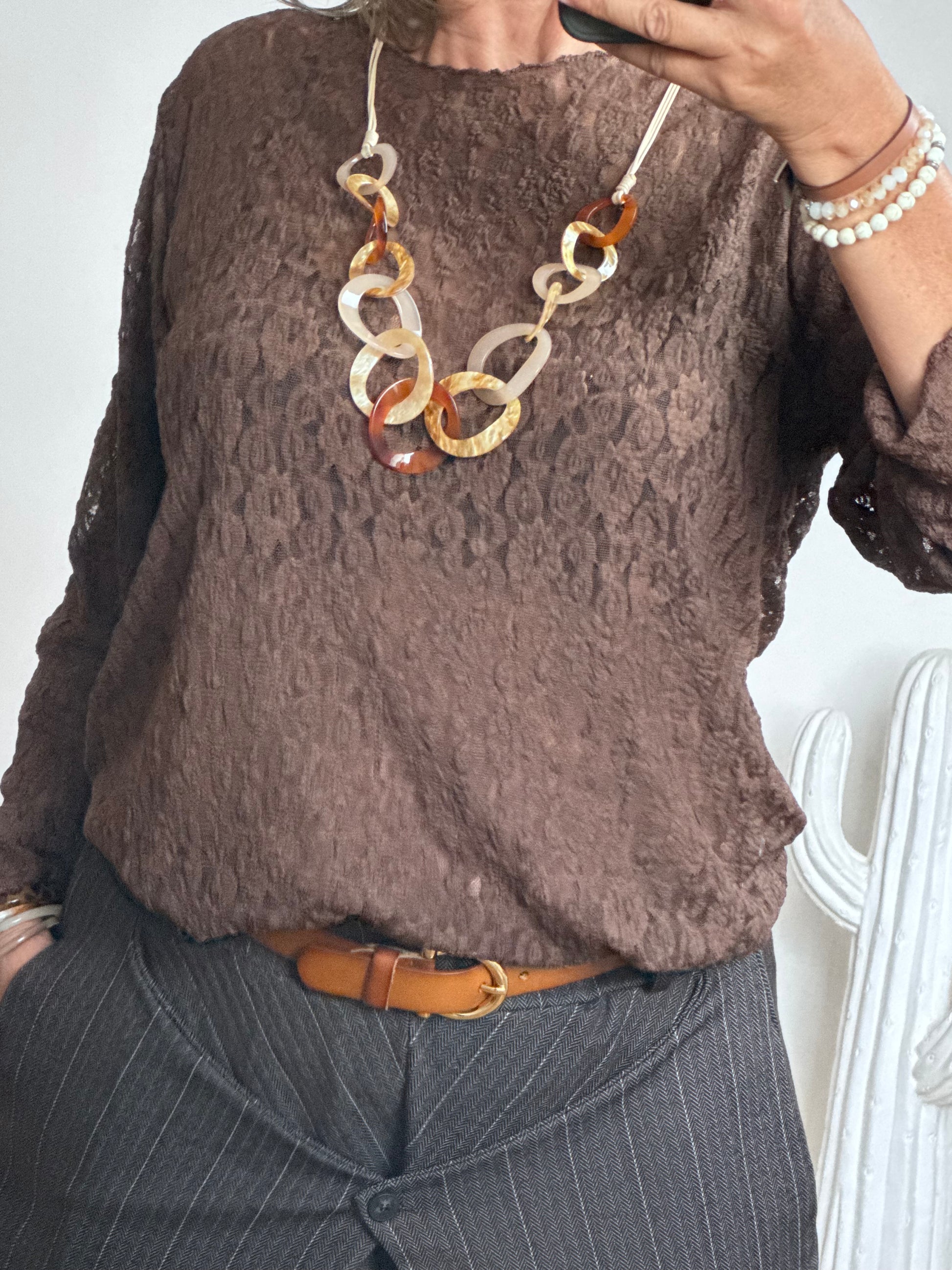 Top dentelle marron TU 40/48