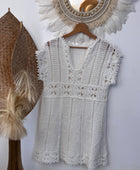Robe courte bohème crochet blanc