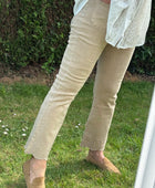 Jeans flare beige brodé