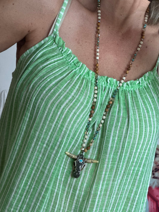 Robe d’été coton tissé verte