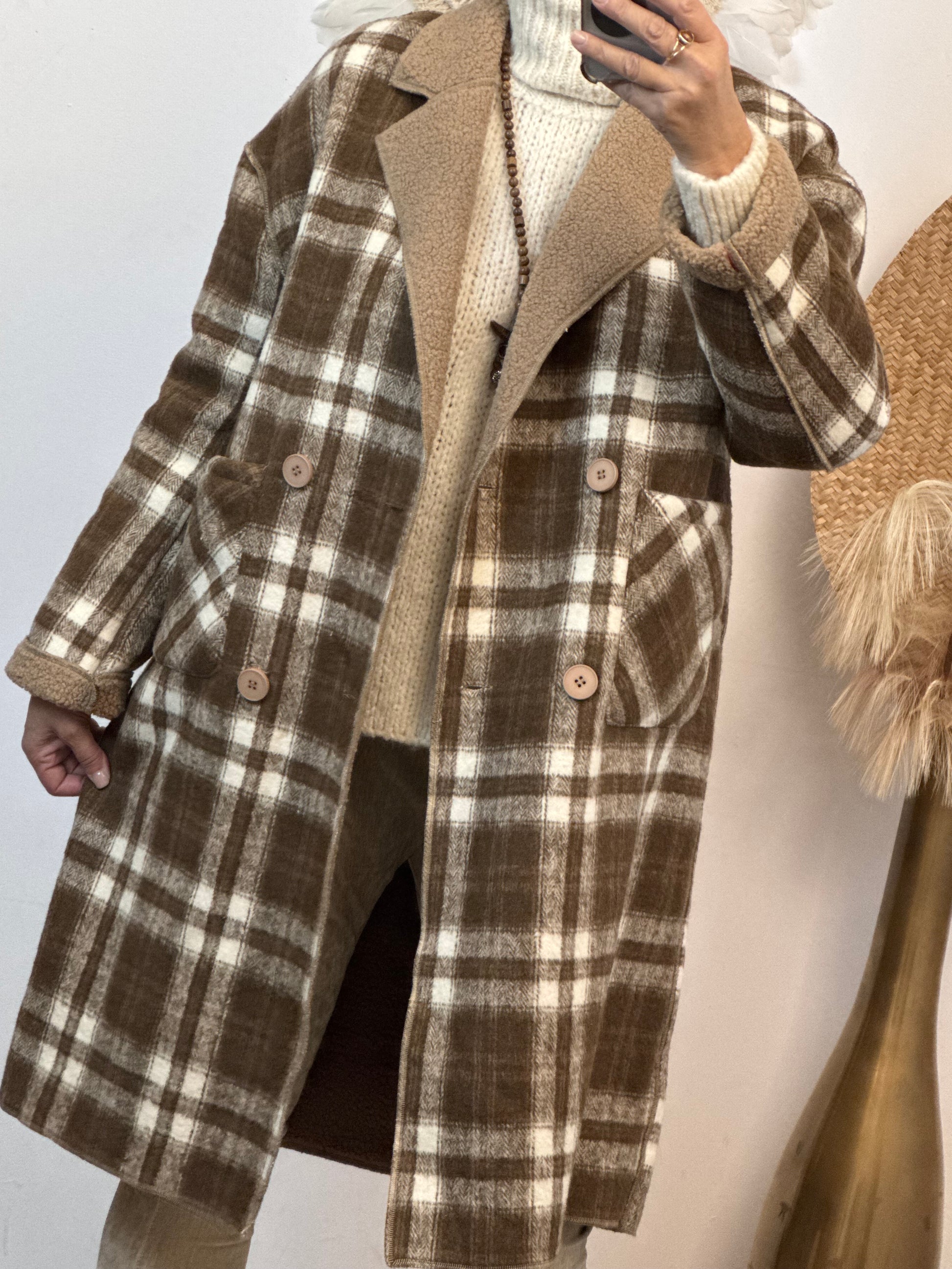 Manteau réversible beige