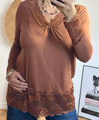 Top dentelle camel