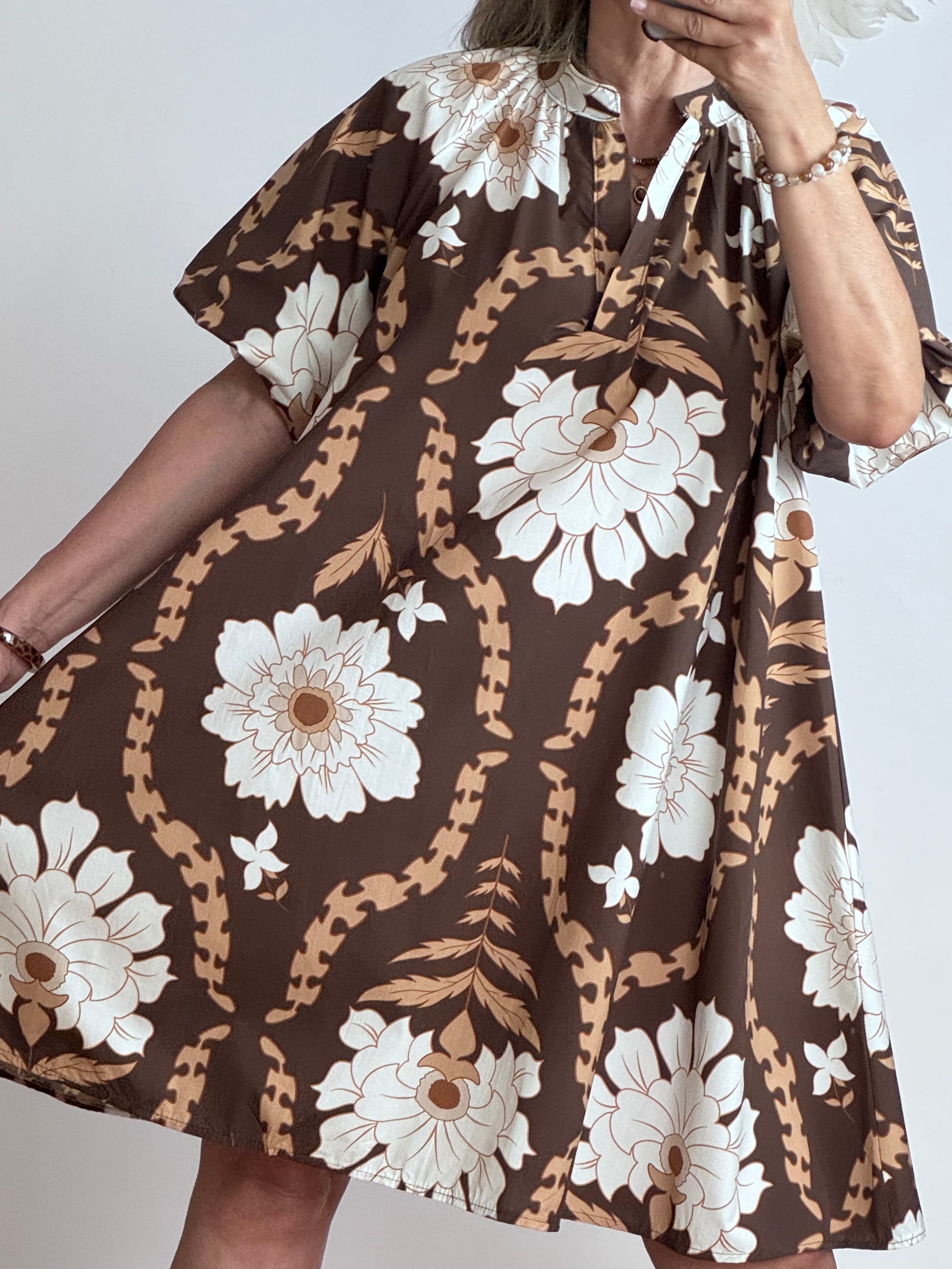 Robe Chloé évasée marron