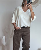 Teeshirt bi matière crème