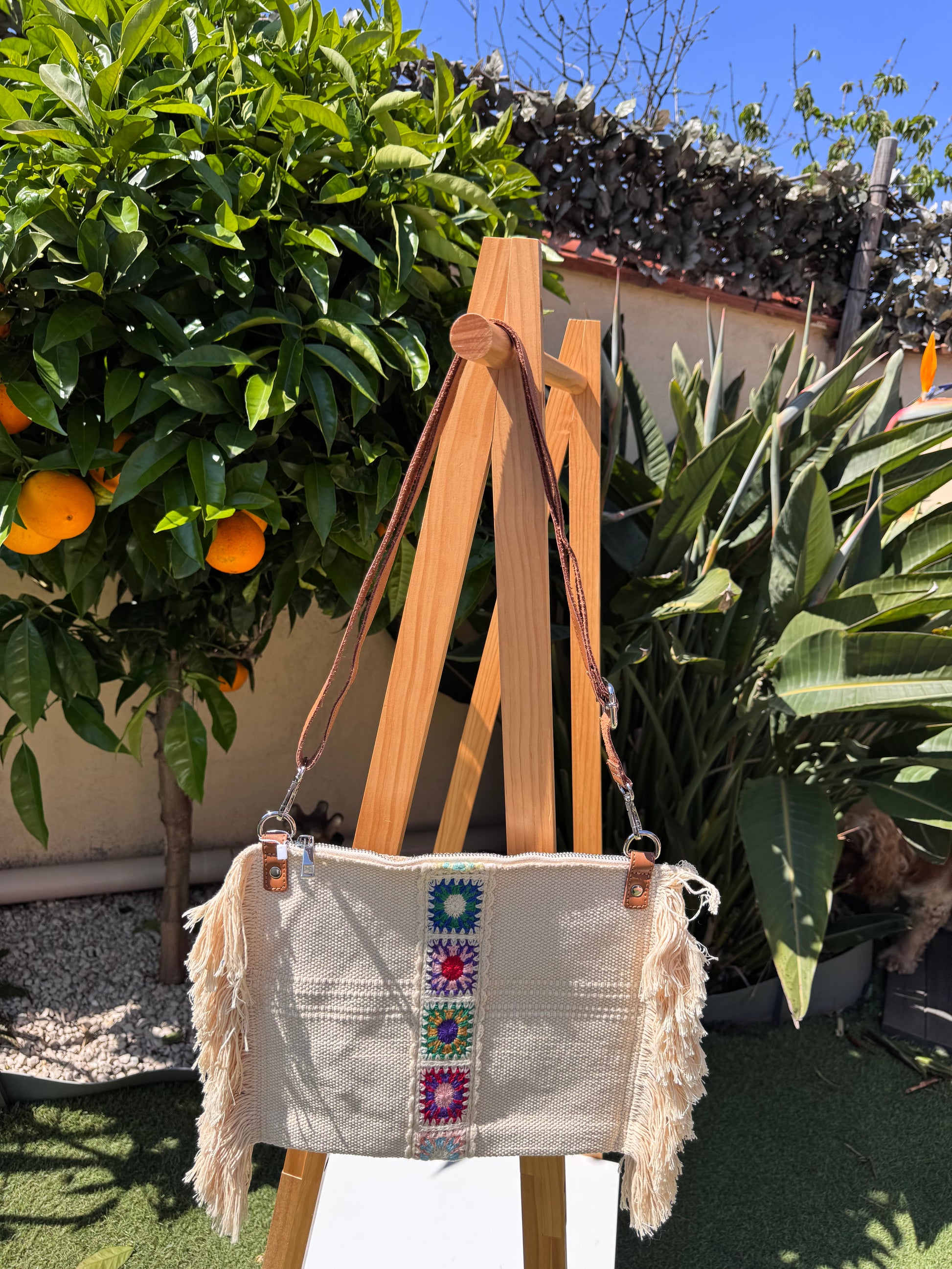 Sac bohème crochet crème
