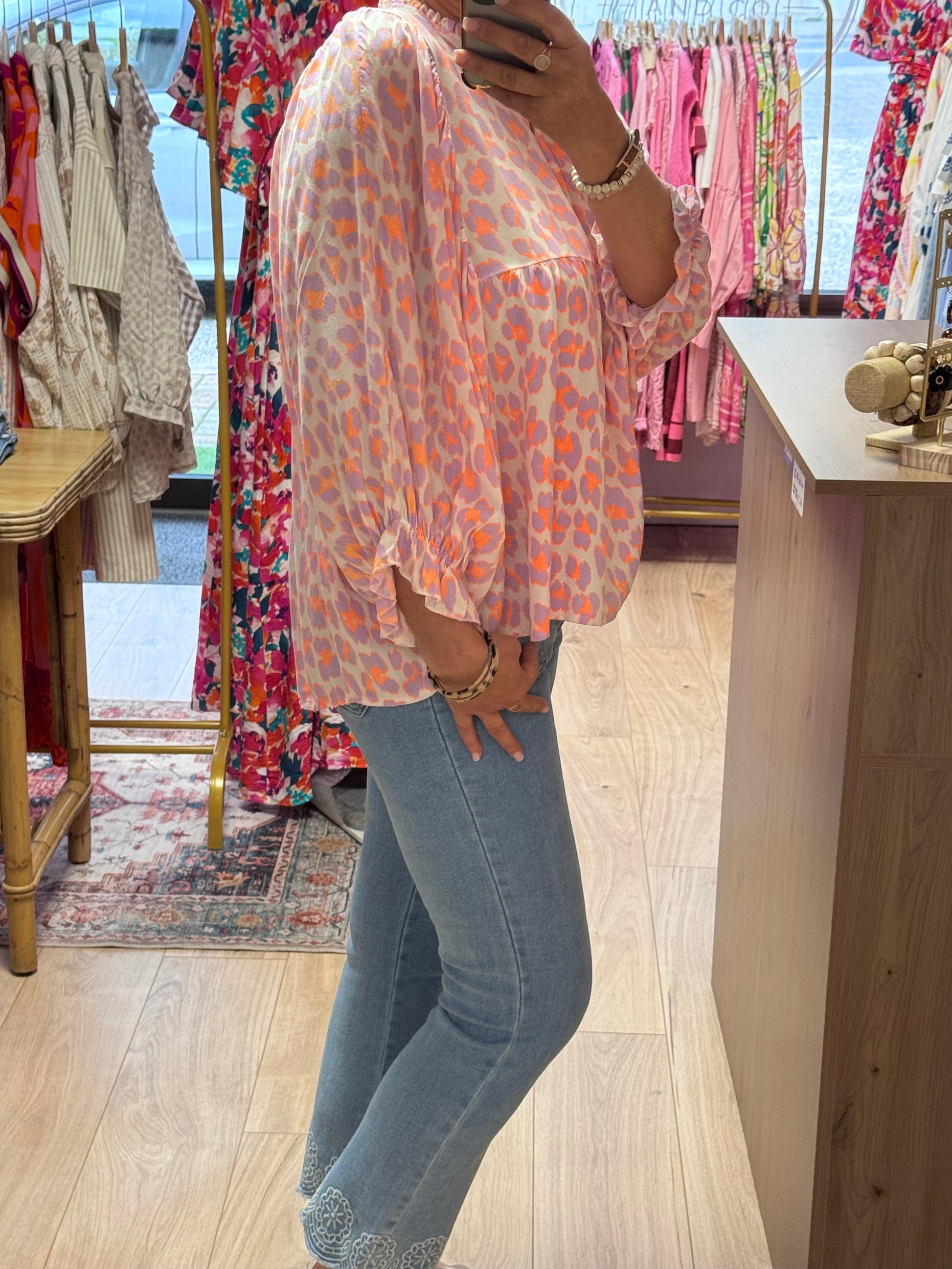 Blouse Léo Lila et corail
