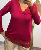 Top dentelle rouge grenat TU 40/46 et 46/50