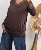 Top dentelle marron TU 40/46 et 46/50